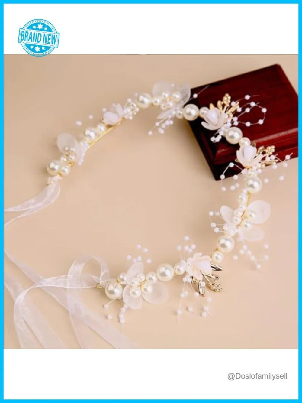 Pearl Rhinestone Flower Girl Princess Headpiece Adjustable Wedding Hair Band